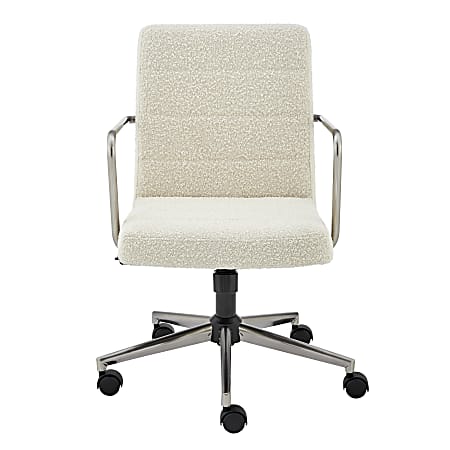 Eurostyle Leander Fabric Low-Back Office Chair, Chrome/Ivory