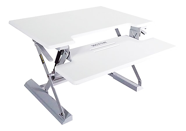 Victor® High Rise™ DCX710W Height-Adjustable Standing Desk Riser, 31"W x 31"D, White/Gray