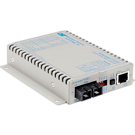 Omnitron iConverter T1/E1 Fiber Media Converter RJ48 SC Single-Mode 30km - 1x T1/E1; 1x SC Single-Mode; Wall-Mount Standalone - 8703-1-D