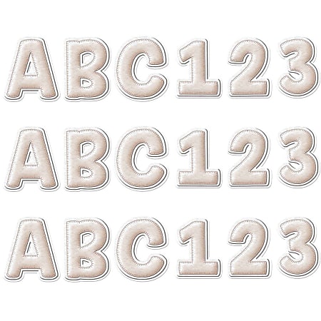 Eureka 4" Deco Letters, A Close-Knit Class Cream Felt, 179 Letters Per Pack, Set Of 3 Packs