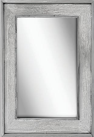 PTM Images Framed Mirror, Bone Wood, 36"H x 24"W, Stone Gray