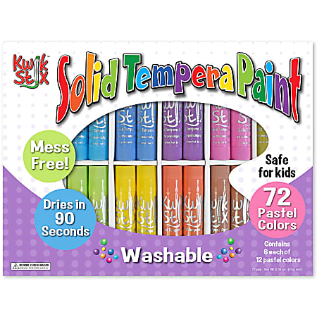 The Pencil Grip Kwik Stix Tempera Paint Sticks, Pastel Colors, Pack Of 72 Sticks