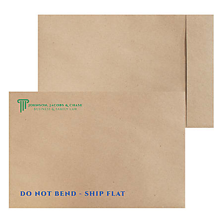 Zip Stick® Brown Kraft TerraBoard™ Open End Catalog Mailing Envelopes, 2-Color, Custom 10-1/2" x 16",  Box Of 500