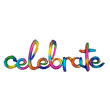 Amscan "Celebrate" Cursive Balloon Banner, 59" x 20", Rainbow