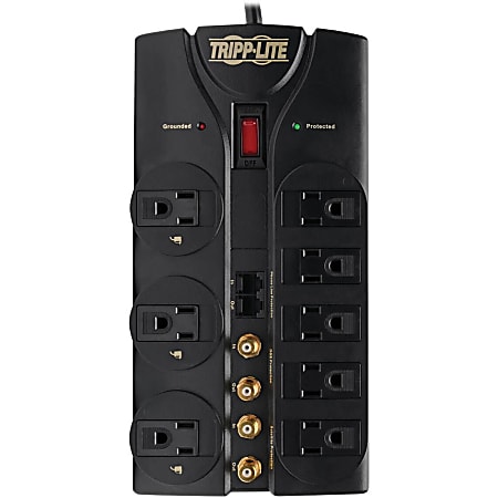 Tripp Lite Surge Protector Power Strip 120V 8 Outlet RJ11 Coax 10' Cord 3240 Joule - Receptacles: 8 x NEMA 5-15R - 3240J