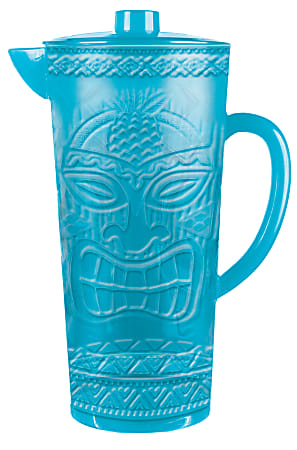 Amscan Summer Tiki Embossed Plastic Pitcher, 3-Quart, Blue