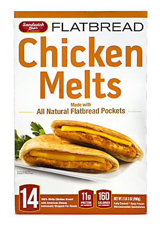 Sandwich Bros Flatbread Chicken Melts, 35.04 Oz, Box Of 14 Chicken Melts