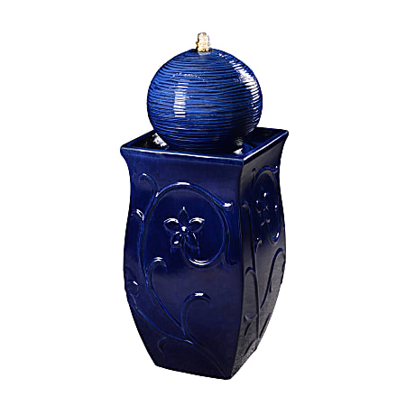 Kenroy Home Breanne Floor Fountain, 33-1/2"H x 13-1/2"W x 13-1/2"D, Cobalt Blue