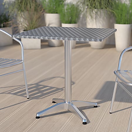 Flash Furniture Square Metal Indoor/Outdoor Table, 27-1/2"H x 27-1/2"W x 27-1/2"D, Silver