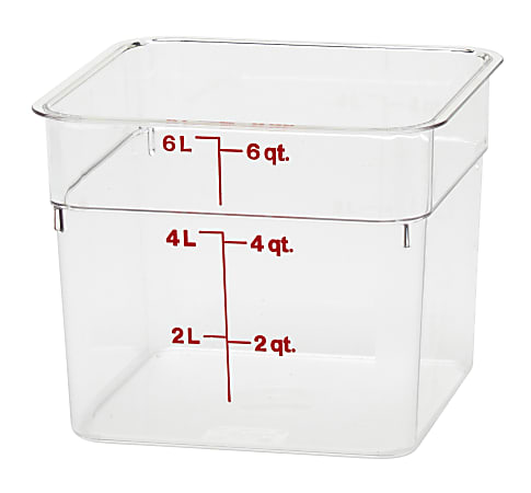 Cambro Camwear 6-Quart CamSquare Storage Containers, Clear, Set