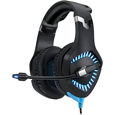 Adesso Virtual 7.1 Gaming Headset with Microphone - Stereo - USB, Mini-phone (3.5mm) - Wired - 20 Ohm - 15 Hz - 20 kHz - Over-the-head - Binaural - Circumaural - 6.89 ft Cable - Omni-directional, Noise Cancelling Microphone - Black