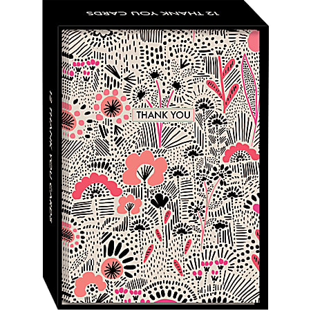 Punch Studio Thank You Cards, 3-1/2" x 5", Floral Dots, Box Of 12 Cards