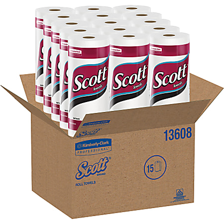 Scott 1 Ply Paper Towels 96 Sheets Per Roll Pack Of 15 Rolls - Office Depot