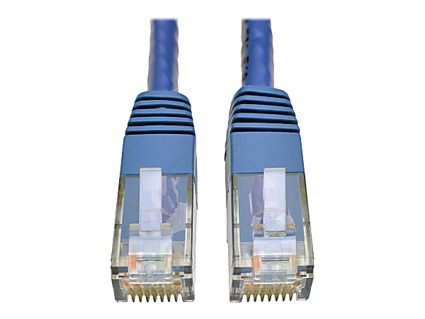 Tripp Lite Cat6 Cat5e Gigabit Molded Patch Cable RJ45 M/M 550MHz Blue 75ft 75' - Patch Cable - 75 ft - 1 x RJ-45 Male Network - 1 x RJ-45 Male Network - Gold Plated Contact - Blue