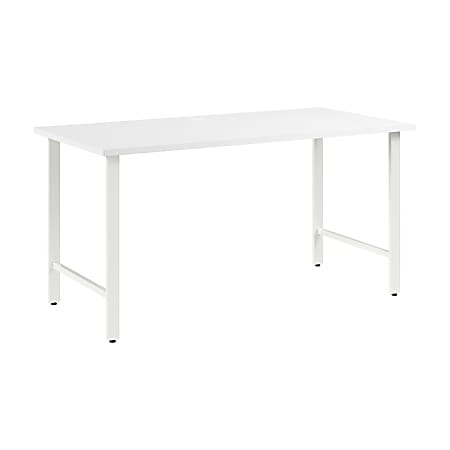 Bush Business Furniture Hustle 60"W Computer Desk With Metal Legs, White, Standard Delivery