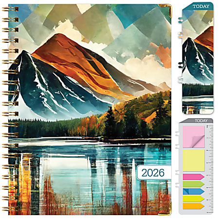 2026 Excello Brands Hardcover Fashion Daily/Weekly/Monthly Planner, 5.5" x 8", Lake View November 2025 - December 2026, (FSHN-CY26-8511-82)