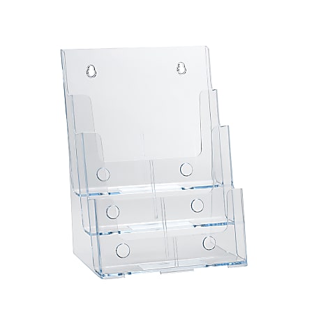 Azar Displays 3-Tier 3-Pocket Plastic Brochure Holder, Letter Size, 13-1/4"H x 9"W x 6"D, Clear
