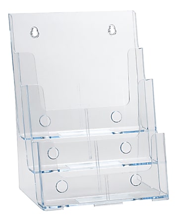 Azar Displays 3-Tier 3-Pocket Plastic Brochure Holder, Letter Size, 13-1/4"H x 9"W x 6"D, Clear