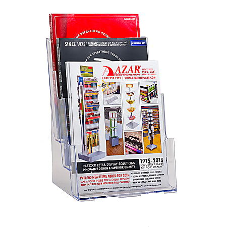Azar Displays 3 Tier 3 Pocket Plastic Brochure Holder Letter Size