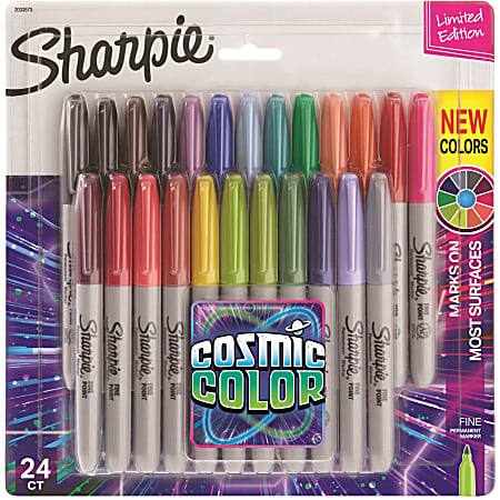 Sharpie Cosmic Color Fine Markers 24pk Office Depot Brilliant permanent markers in original, neon and metallic colors. sharpie cosmic color permanent markers fine point assorted colors set of 24 markers