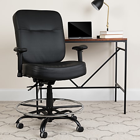 Flash Furniture Hercules Big & Tall Faux Leather Drafting Chair, Black