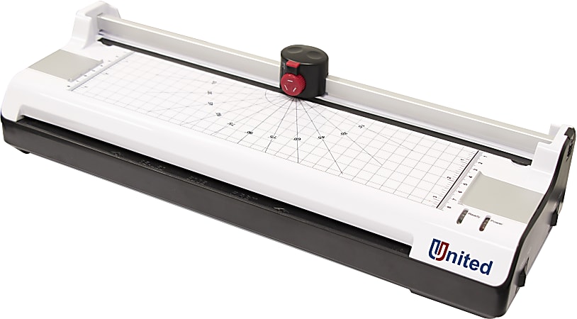 United LT13 6-In-1 Thermal & Cold Laminator With Paper Trimmer And Corner Rounder, 13"W, White/Black