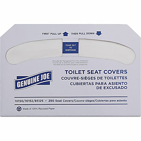 Genuine Joe Toilet Seat Covers, White, Pack Of 2,500