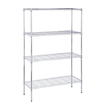 Honey Can Do 4-Tier Adjustable Shelving Unit, 72”H x 18”W x 48”D, Chrome