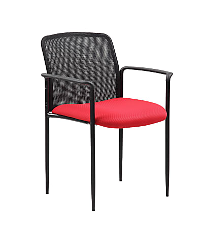 Boss Stackable Mesh-Back Guest Chair, Red/Black