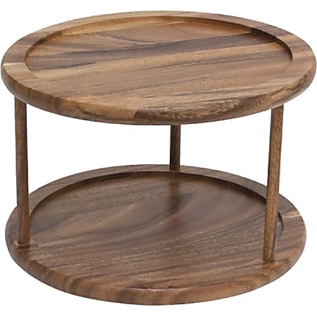 Lipper Acacia 2-Tier Turntable, 7-1/8”H x 10-1/4”W x 10”D, Brown
