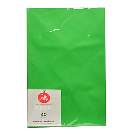 Gartner Studios® Holiday-Themed Envelopes, A9, Gummed Seal, Green, Pack Of 40