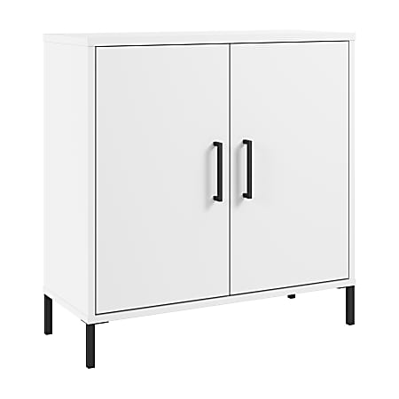 Bush Furniture Essence 29"W Low Storage Cabinet With Doors, White, Standard Delivery