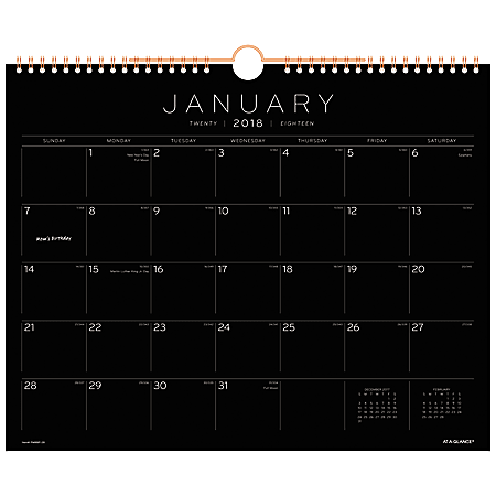 AT-A-GLANCE® Black Paper Monthly Wall Calendar, 15" x 12", January to December 2018 (PM8BP28-18)