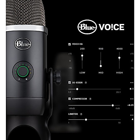 Blue Yeti USB Condenser Microphone - Black; For Recording and Streaming;  Blue VO!CE effects; 4 Pickup Patterns - Micro Center