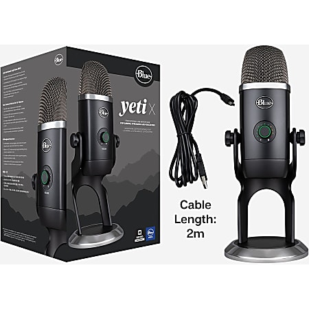 Blue Yeti Wired Microphone White Mist Shock Mount Desktop Stand Mountable  USB - Office Depot