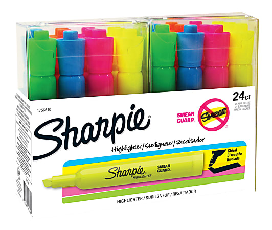 Sharpie® Accent Tank-Style Highlighters, Chisel Tip, Assorted Barrel Colors, Assorted Ink Colors, Pack Of 24 Highlighters