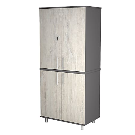 Inval Kratos 4-Door 32"W Garage Storage Cabinet, Chantilly/Dark Gray