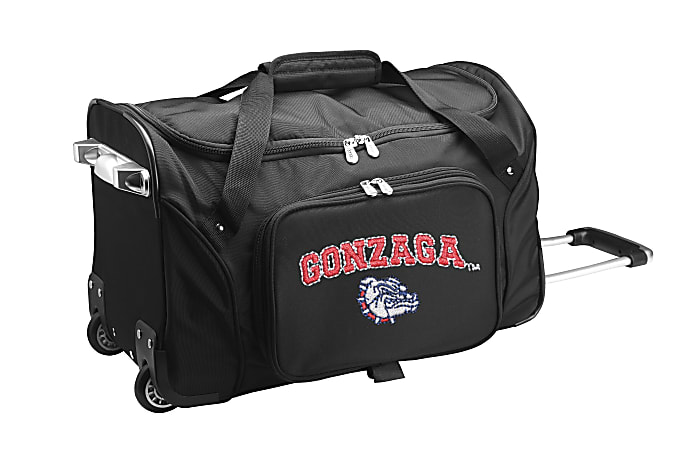 Denco Sports Luggage Rolling Duffel Bag, Gonzaga Bulldogs, 22"H x 12"W x 12"D, Black