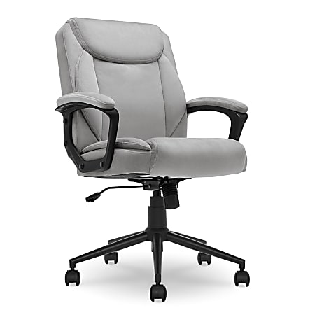 Click365 Transform 1.0 Ergonomic Faux Leather Mid-Back Manager Office Chair, Gray/Black