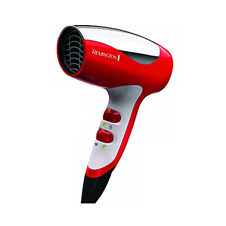 Remington D5000 Chrome Compact Hair Dryer, 7-1/2"H x 5"W x 2"D, Red