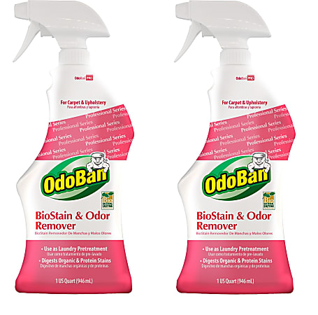 OdoBan Professional Ready-to-Use BioStain and Odor Remover, 32 Oz, Set Of 2 Bottles