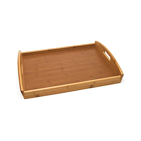 Lipper Bamboo Tray With Veneer Bottom, 3”H x 18-3/4”W x 13-3/4”D, Brown