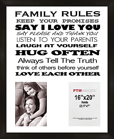 PTM Images Photo Frame, Family Rules, 18"H x 1 1/4"W x 22"D, Black