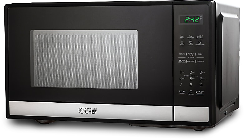 Commercial Chef 0.9 Cu. Ft. Countertop Microwave, Silver/Black