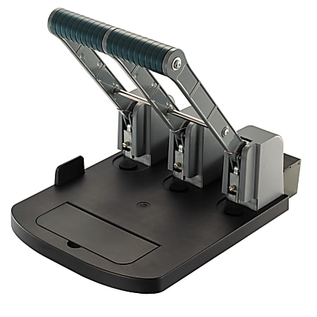 OIC® 30% Recycled Ergonomic Super Heavy-Duty Eco Punch, Black/Gray