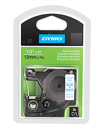 DYMO® 45014 D1 Blue-On-White Tape, 0.5" x 23'
