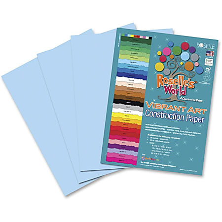 Pacon Vibrant Art Construction Paper - 12" x 9" - 58 lb Basis Weight - 50 / Pack - Light Blue - Paper
