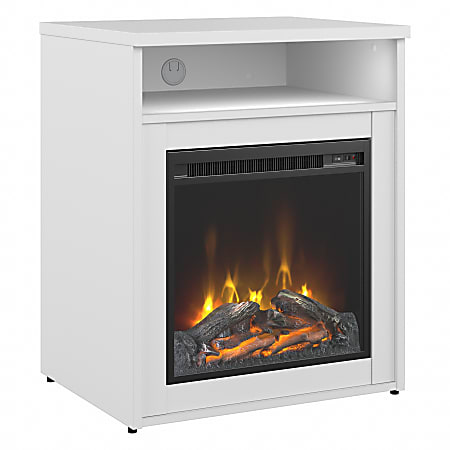 Bush® Business Furniture Studio C 24"W Electric Fireplace With Shelf, White, Standard Delivery