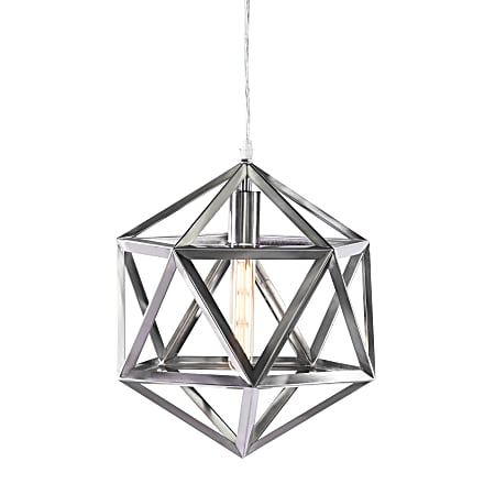 Southern Enterprises Lecava Geometric LED Pendant Lamp, 13-3/4"H, Brushed Nickel