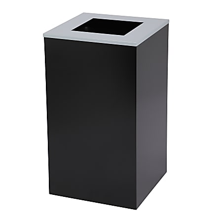 Alpine Industries Stainless Steel Open Top Trash Can With Lid, 29 Gal, 30”H x 16-15/16”W x 16-15/16”D, Black